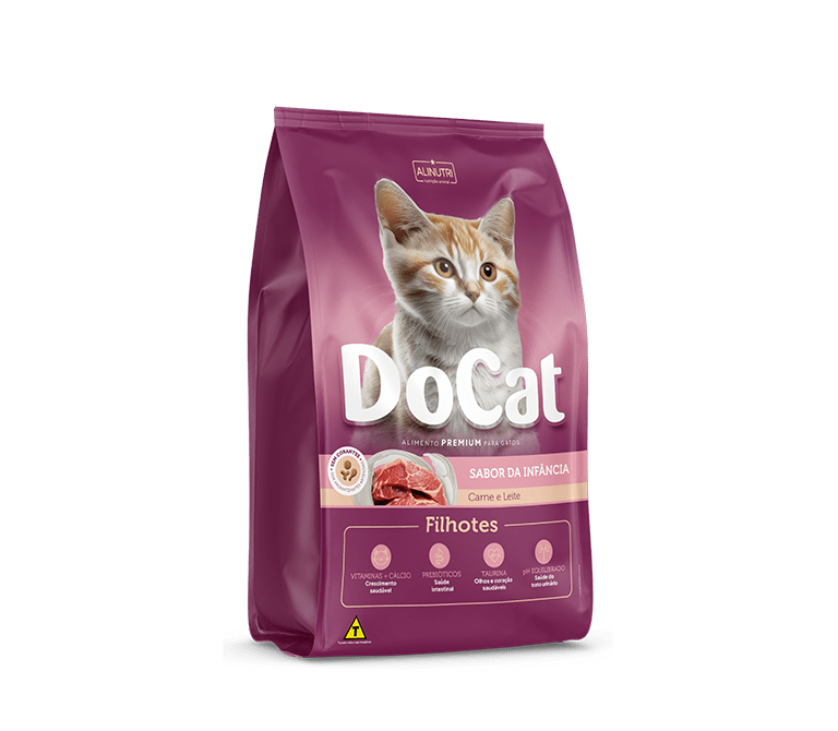 Docat Premium Gatos Filhotes Carne e Leite