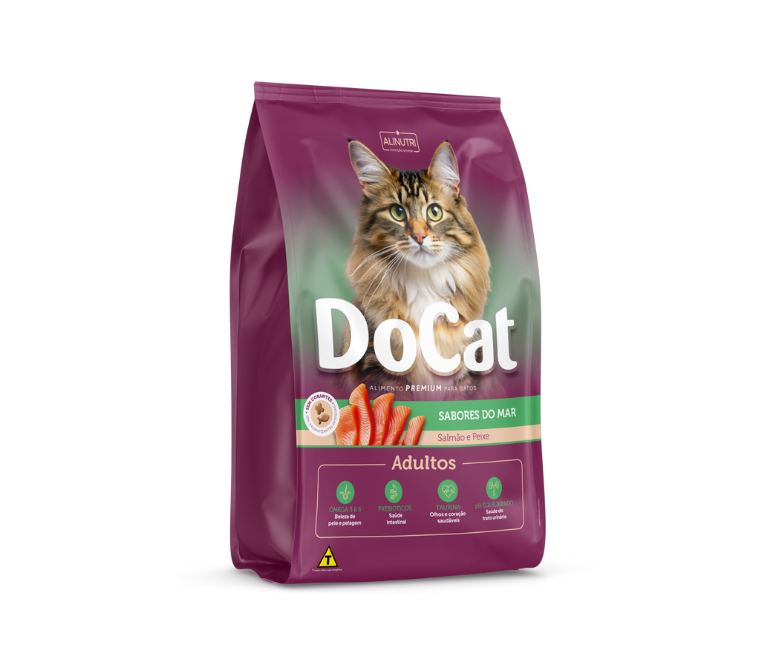 Docat Premium Gatos Adultos Salmão e Peixe